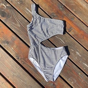 One Piece Cut Out Swimsuit nautical stripes